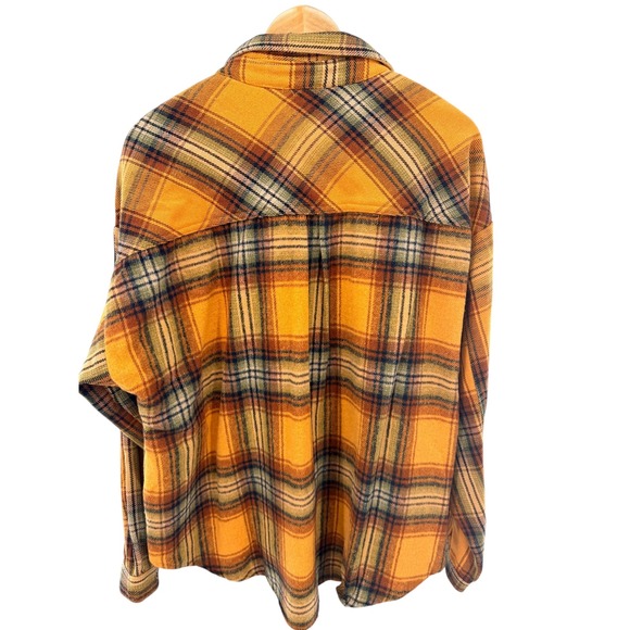 UMGEE USA Oversized Plaid Shacket Jacket Yellow Orange Button Down NWT M - Picture 8 of 8